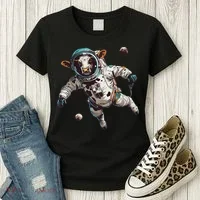 Funny Cow Astronaut In Space Women's T-Shirt thumb 3