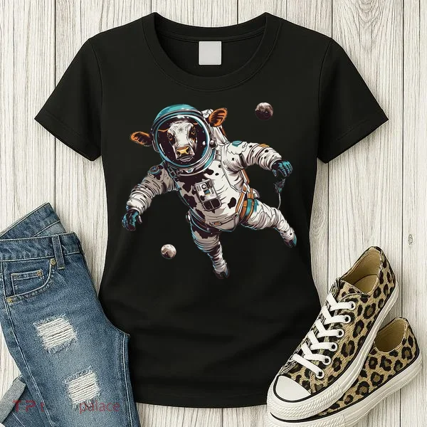Funny Cow Astronaut In Space Women's T-Shirt