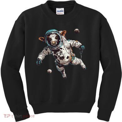Funny Cow Astronaut In Space Kids Sweatshirt
