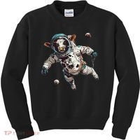 Funny Cow Astronaut In Space Kids Sweatshirt thumb 0