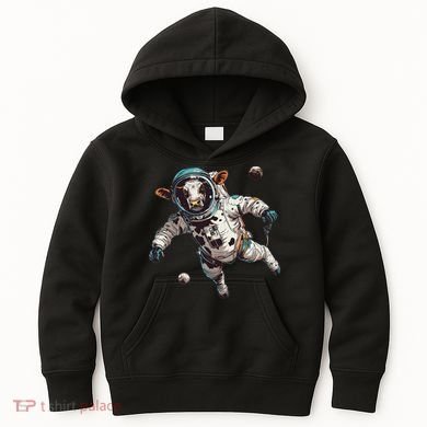 Funny Cow Astronaut In Space Kids Hoodie