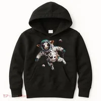 Funny Cow Astronaut In Space Kids Hoodie thumb 0
