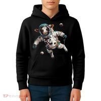 Funny Cow Astronaut In Space Kids Hoodie thumb 4