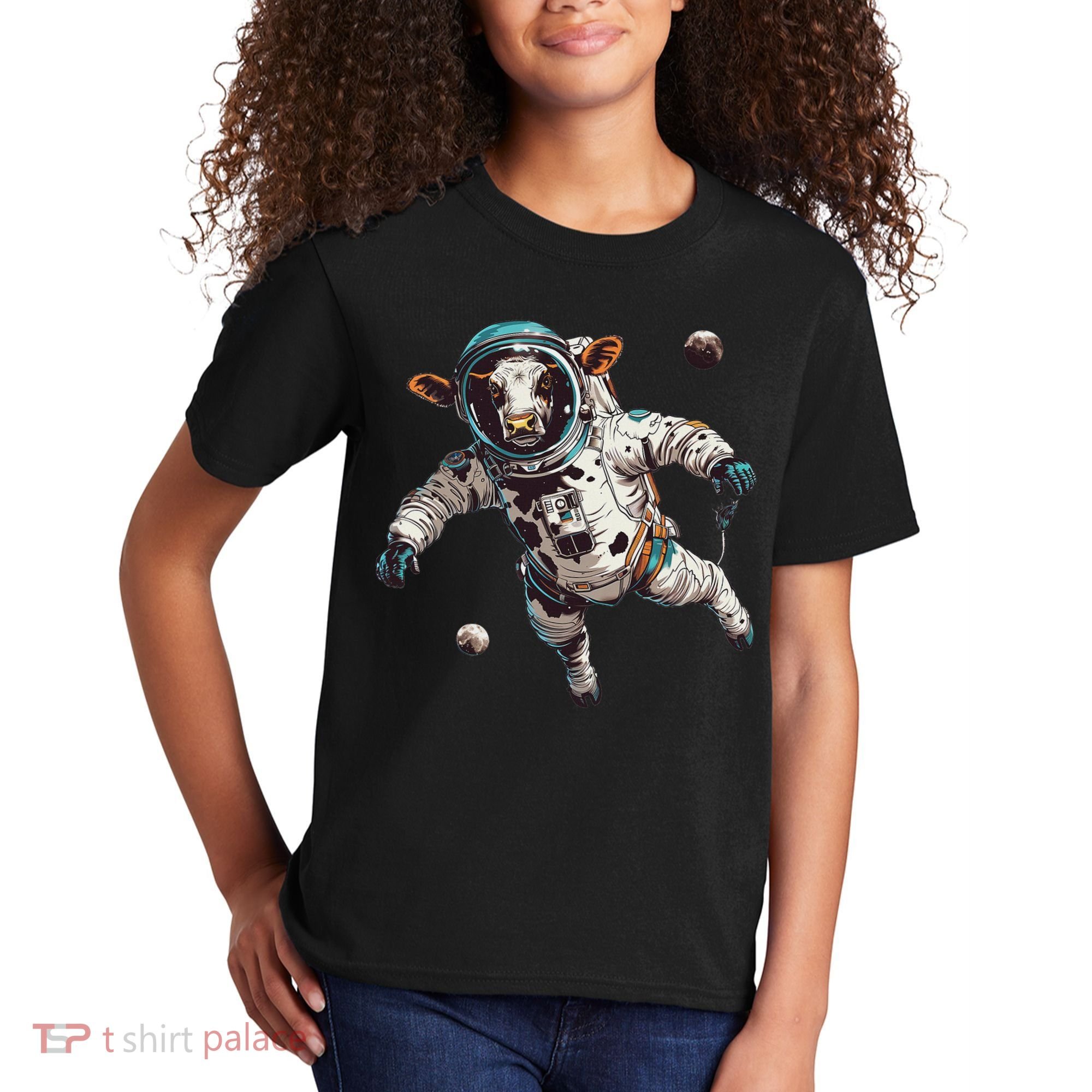 Funny Cow Astronaut In Space Kids T-Shirt