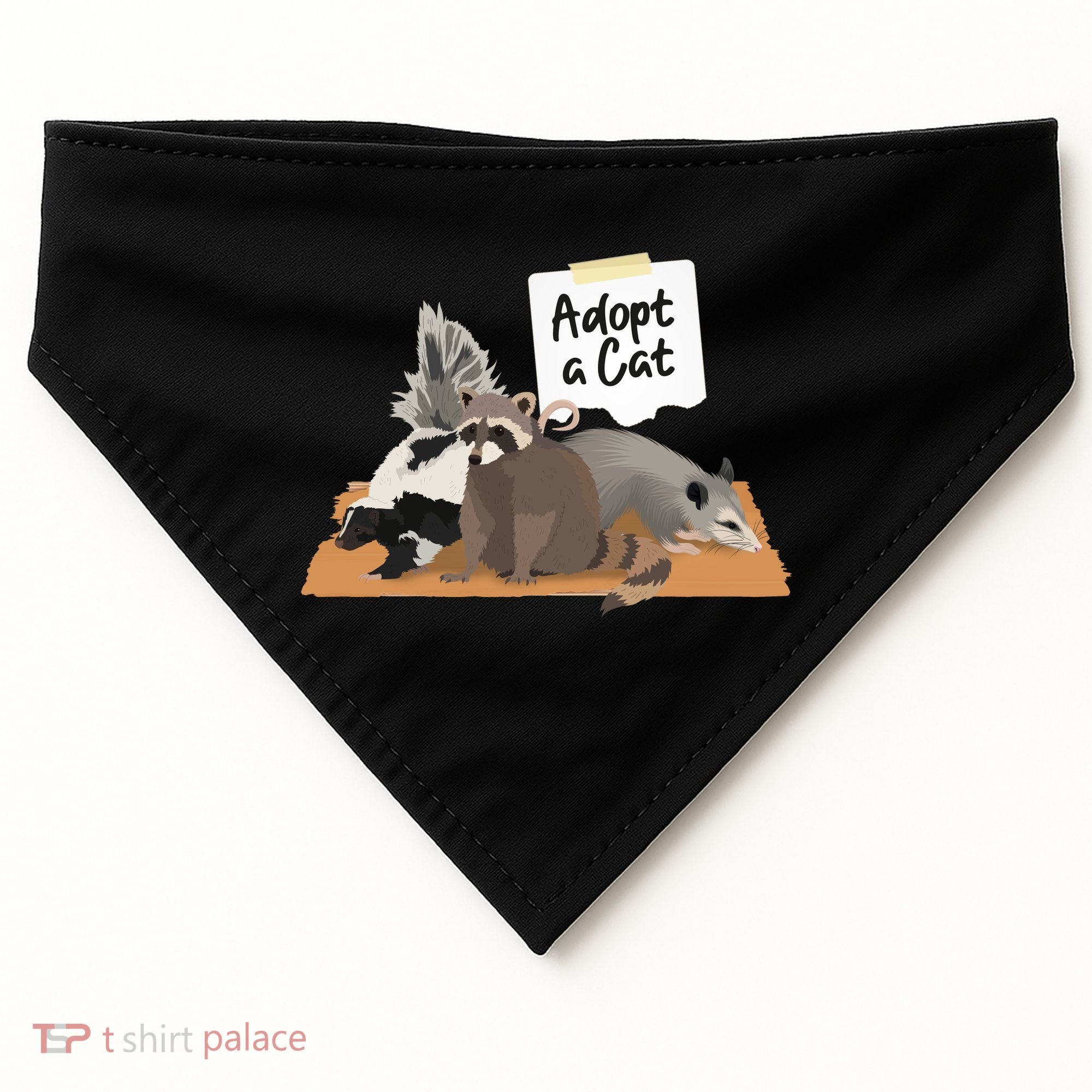 Funny Cute Adopt A Cat Skunk Raccoon Opossum USA-Made Doggie Bandana