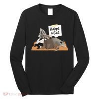 Funny Cute Adopt A Cat Skunk Raccoon Opossum Long Sleeve Shirt thumb 0