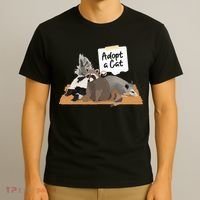 Funny Cute Adopt A Cat Skunk Raccoon Opossum T-Shirt thumb 3