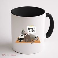 Funny Cute Adopt A Cat Skunk Raccoon Opossum Coffee Mug thumb 1
