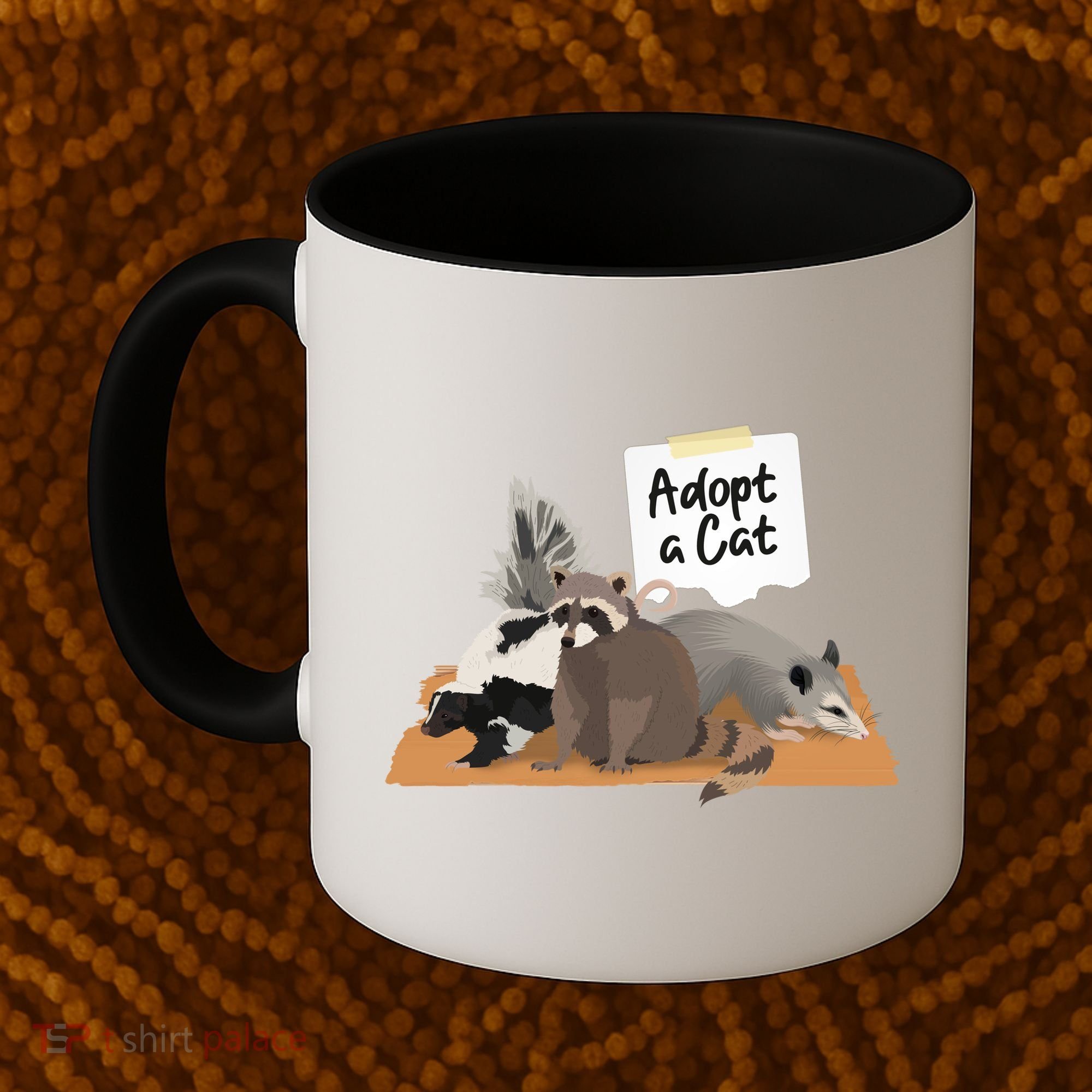Funny Cute Adopt A Cat Skunk Raccoon Opossum Coffee Mug