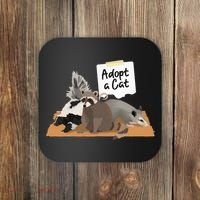 Funny Cute Adopt A Cat Skunk Raccoon Opossum Coaster thumb 0
