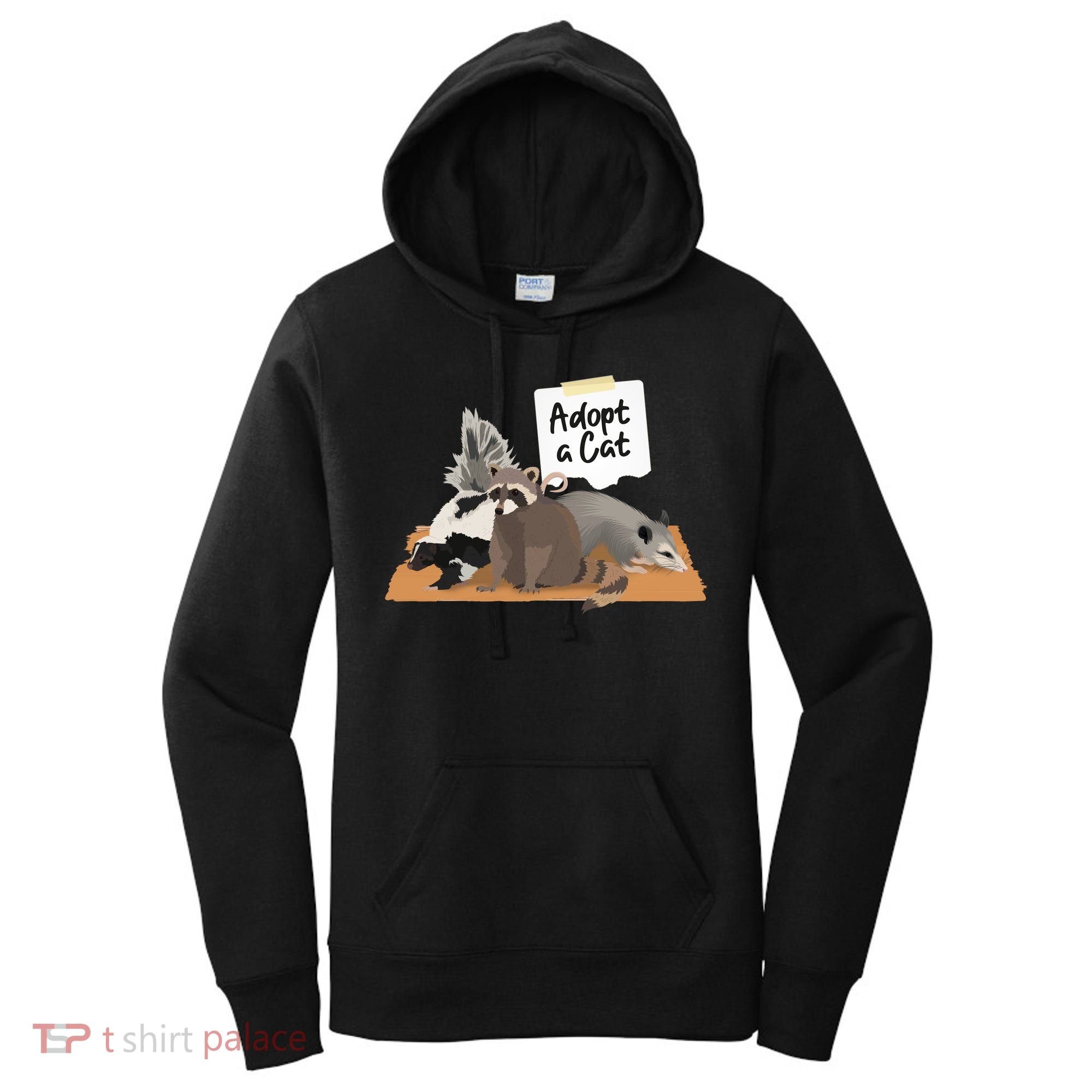 Funny Cute Adopt A Cat Skunk Raccoon Opossum Women's Hoodie
