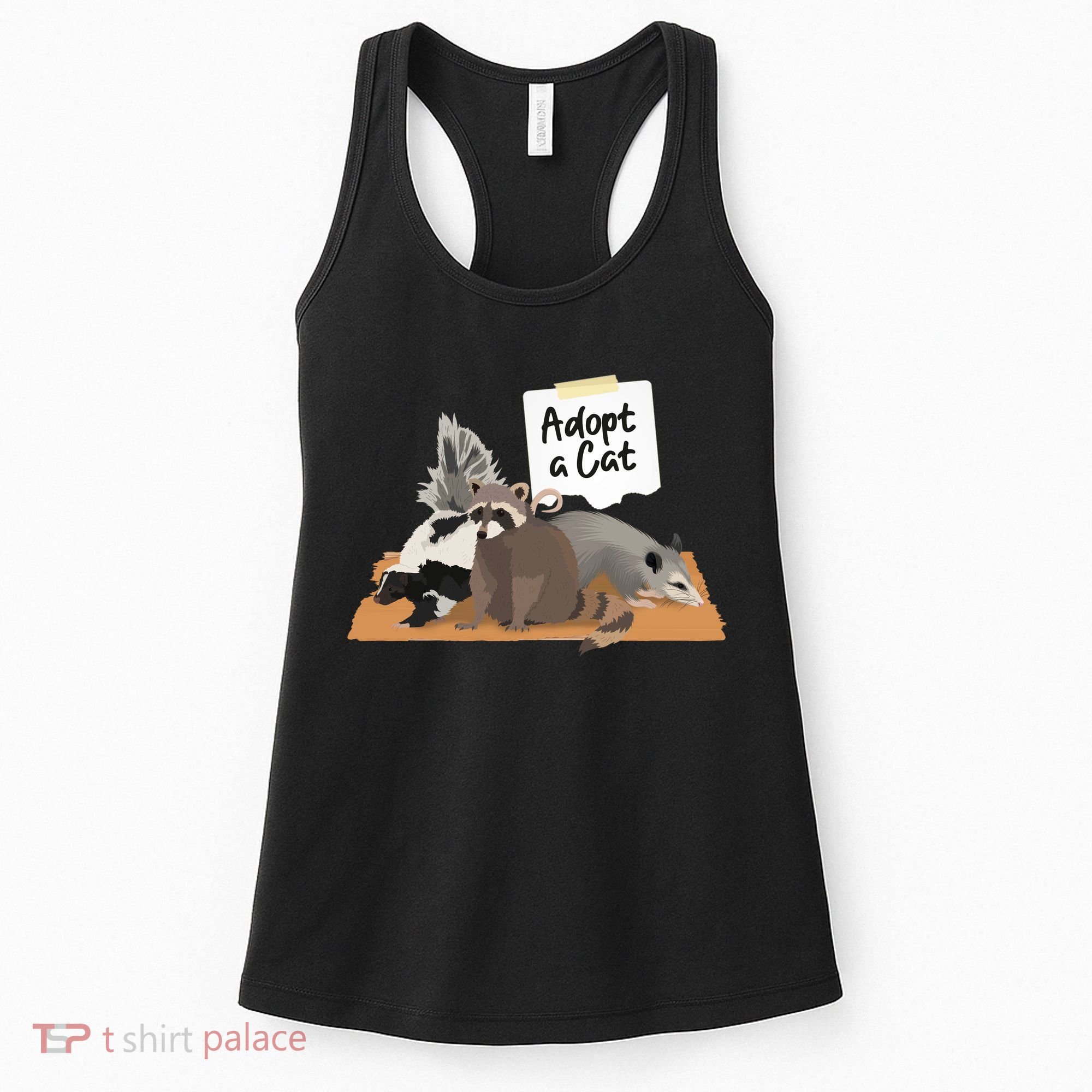 Funny Cute Adopt A Cat Skunk Raccoon Opossum Women's Tank Top
