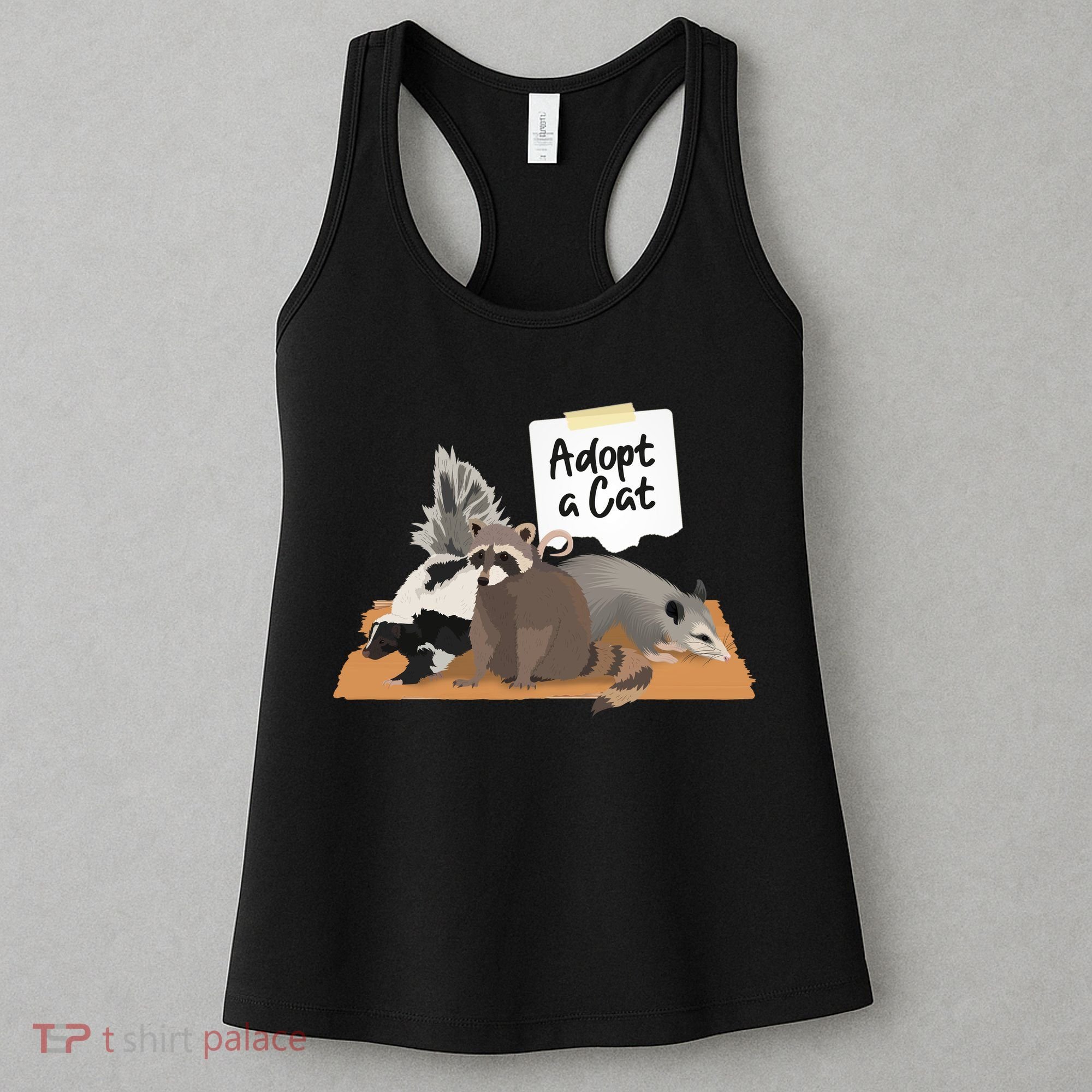 Funny Cute Adopt A Cat Skunk Raccoon Opossum Women's Tank Top