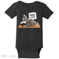 Funny Cute Adopt A Cat Skunk Raccoon Opossum Baby Bodysuit thumb 0
