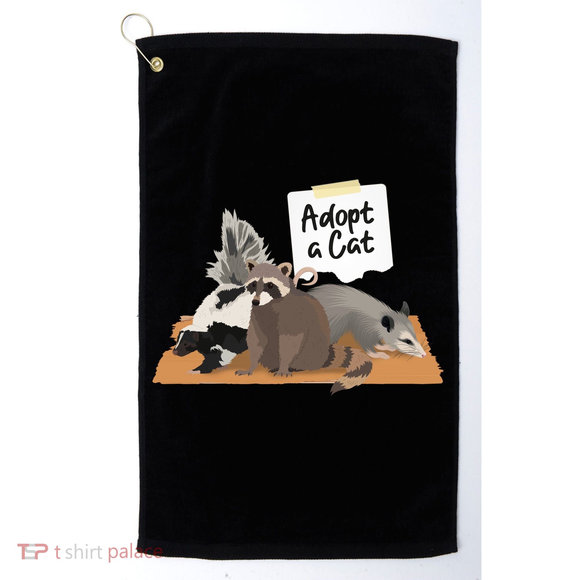 Funny Cute Adopt A Cat Skunk Raccoon Opossum Golf Towel