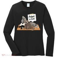 Funny Cute Adopt A Cat Skunk Raccoon Opossum Women's Long Sleeve Shirt thumb 0