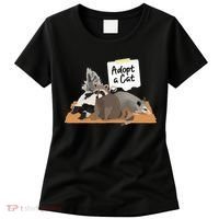 Funny Cute Adopt A Cat Skunk Raccoon Opossum Women's T-Shirt thumb 0