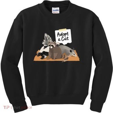 Funny Cute Adopt A Cat Skunk Raccoon Opossum Kids Sweatshirt