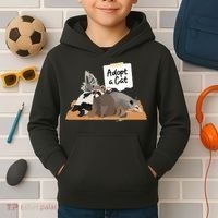 Funny Cute Adopt A Cat Skunk Raccoon Opossum Kids Hoodie thumb 2