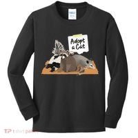 Funny Cute Adopt A Cat Skunk Raccoon Opossum Kids Long Sleeve Shirt thumb 0