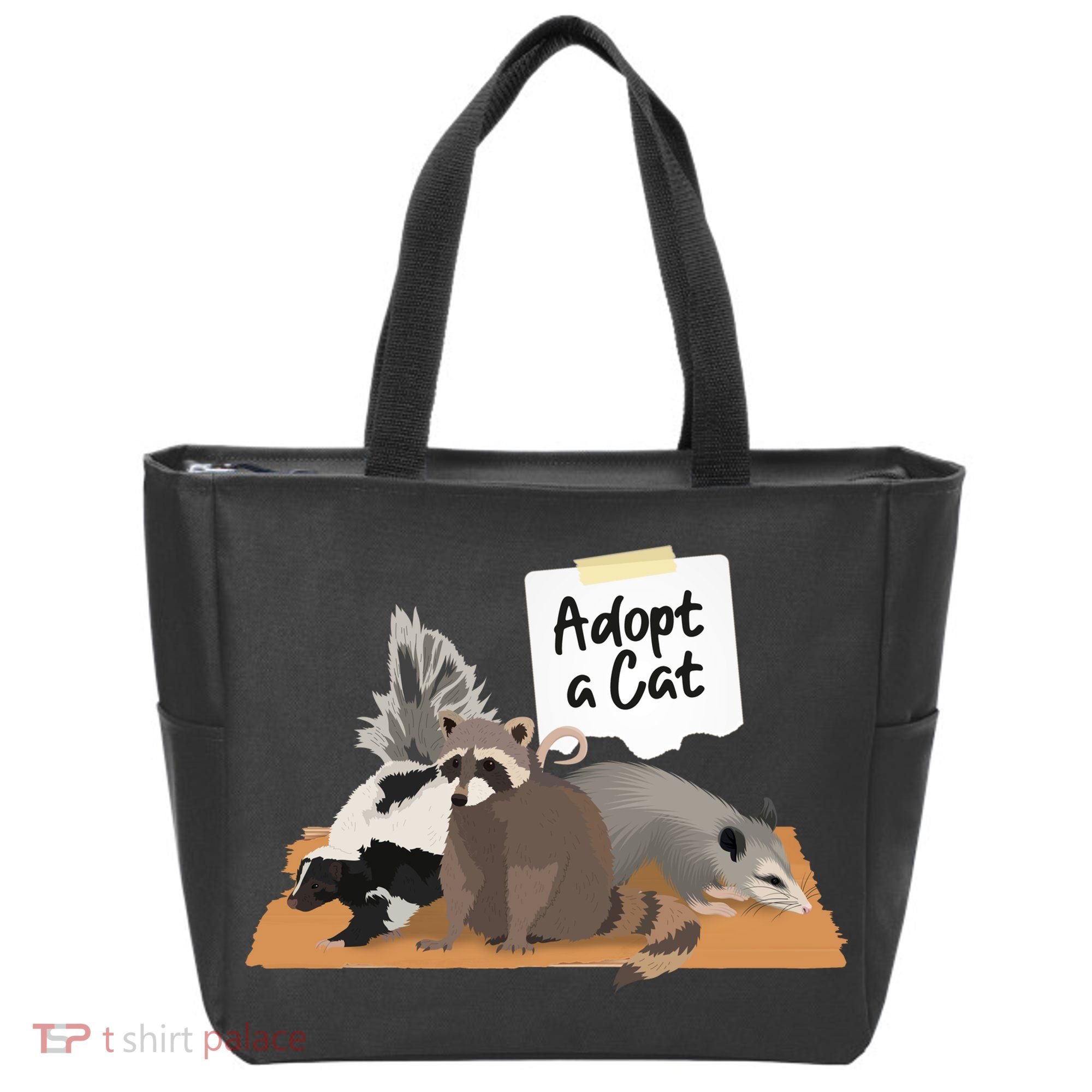 Funny Cute Adopt A Cat Skunk Raccoon Opossum Tote Bag