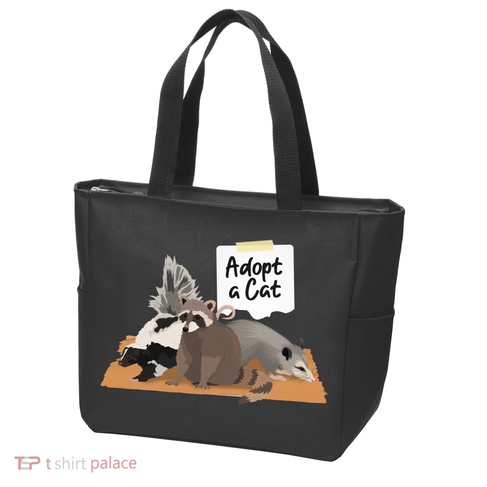 Funny Cute Adopt A Cat Skunk Raccoon Opossum Tote Bag