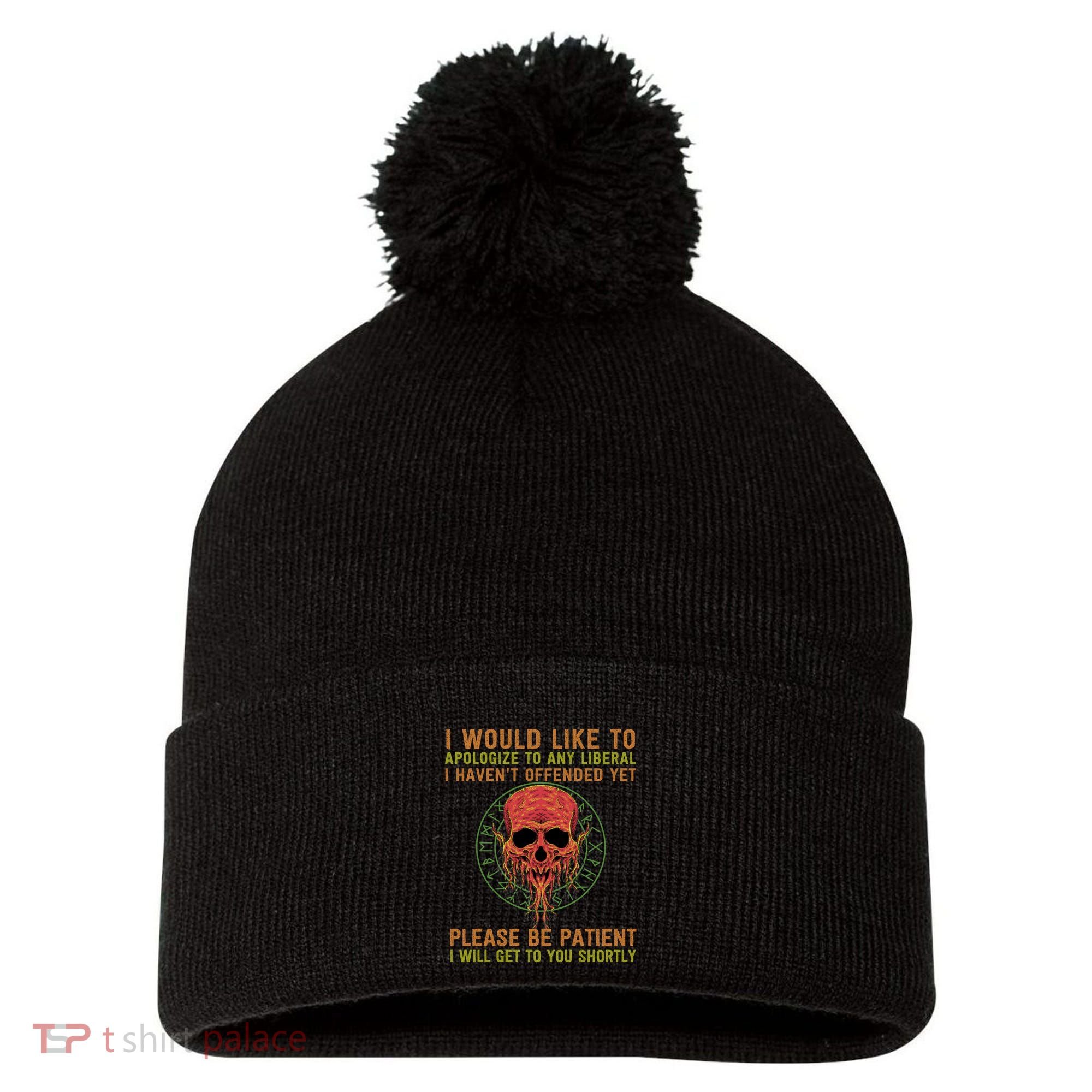 Funny Conservative Anti Woke Politically Incorrect Pom Pom 12in Knit Beanie