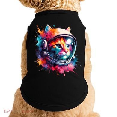 Funny Cat Astronaut Outer Space Watercolor Splash Cat Lover Doggie Tank