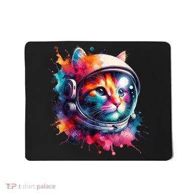 Funny Cat Astronaut Outer Space Watercolor Splash Cat Lover Mousepad