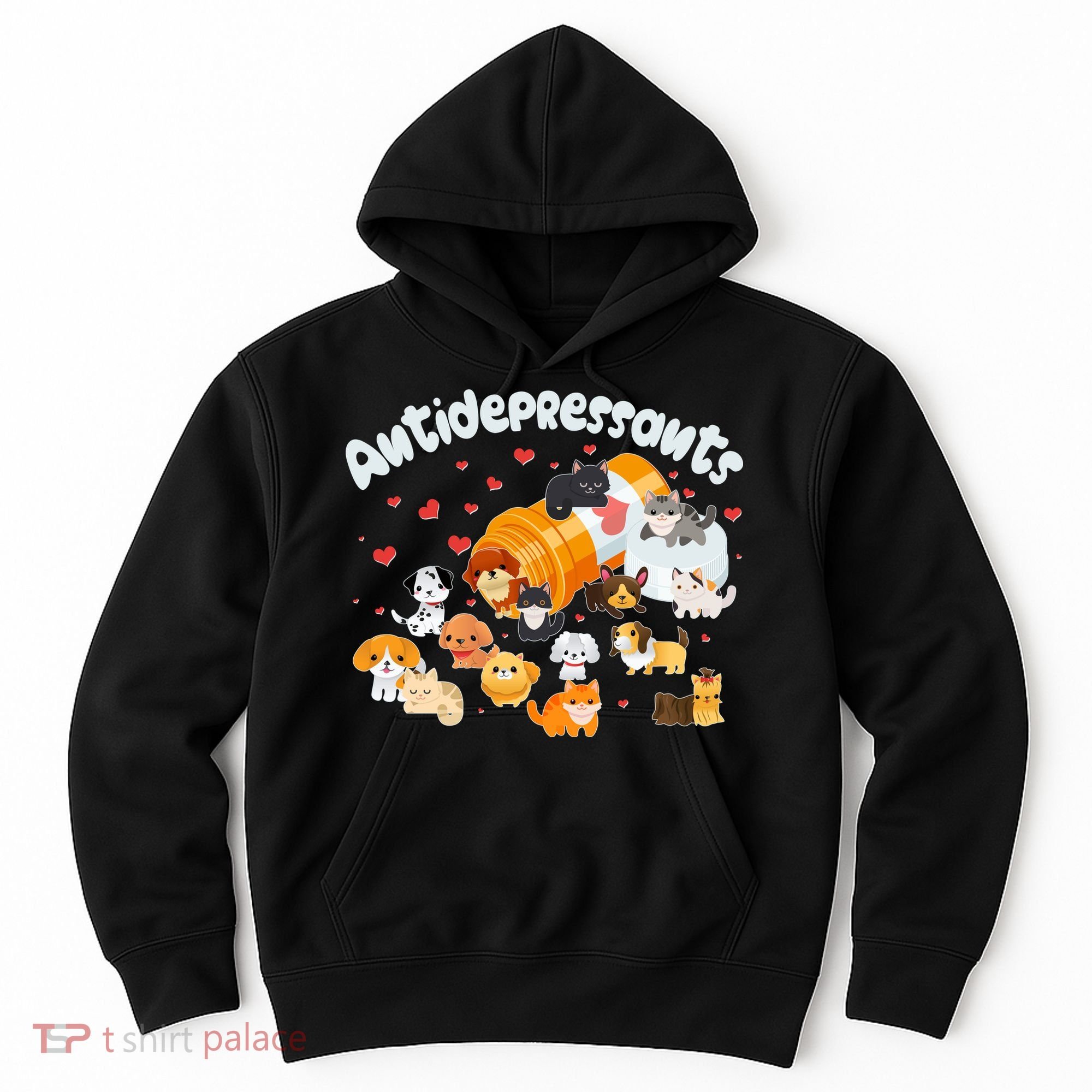Funny Cute Antidepressants Pets Puppies And Kittens Hoodie