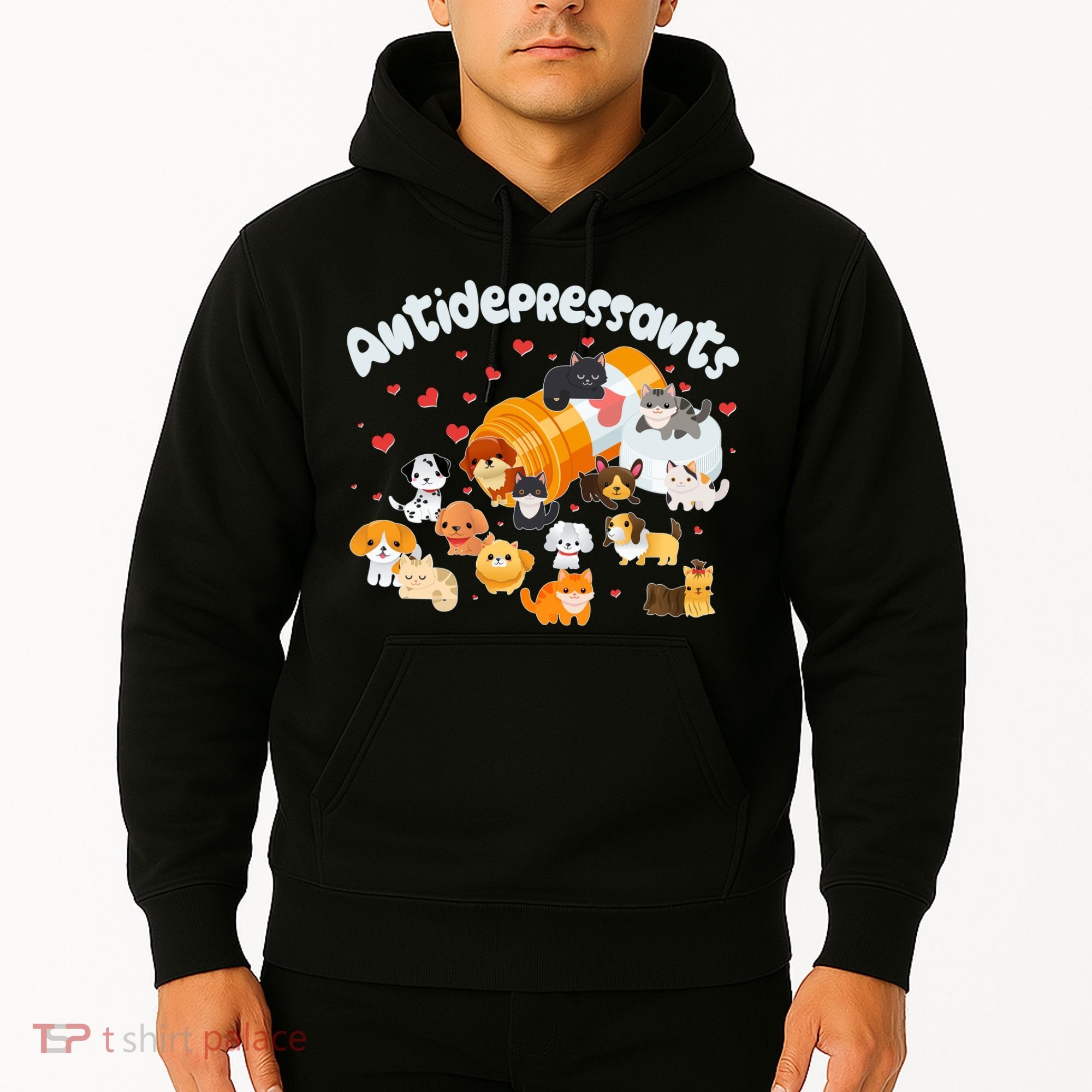 Funny Cute Antidepressants Pets Puppies And Kittens Hoodie