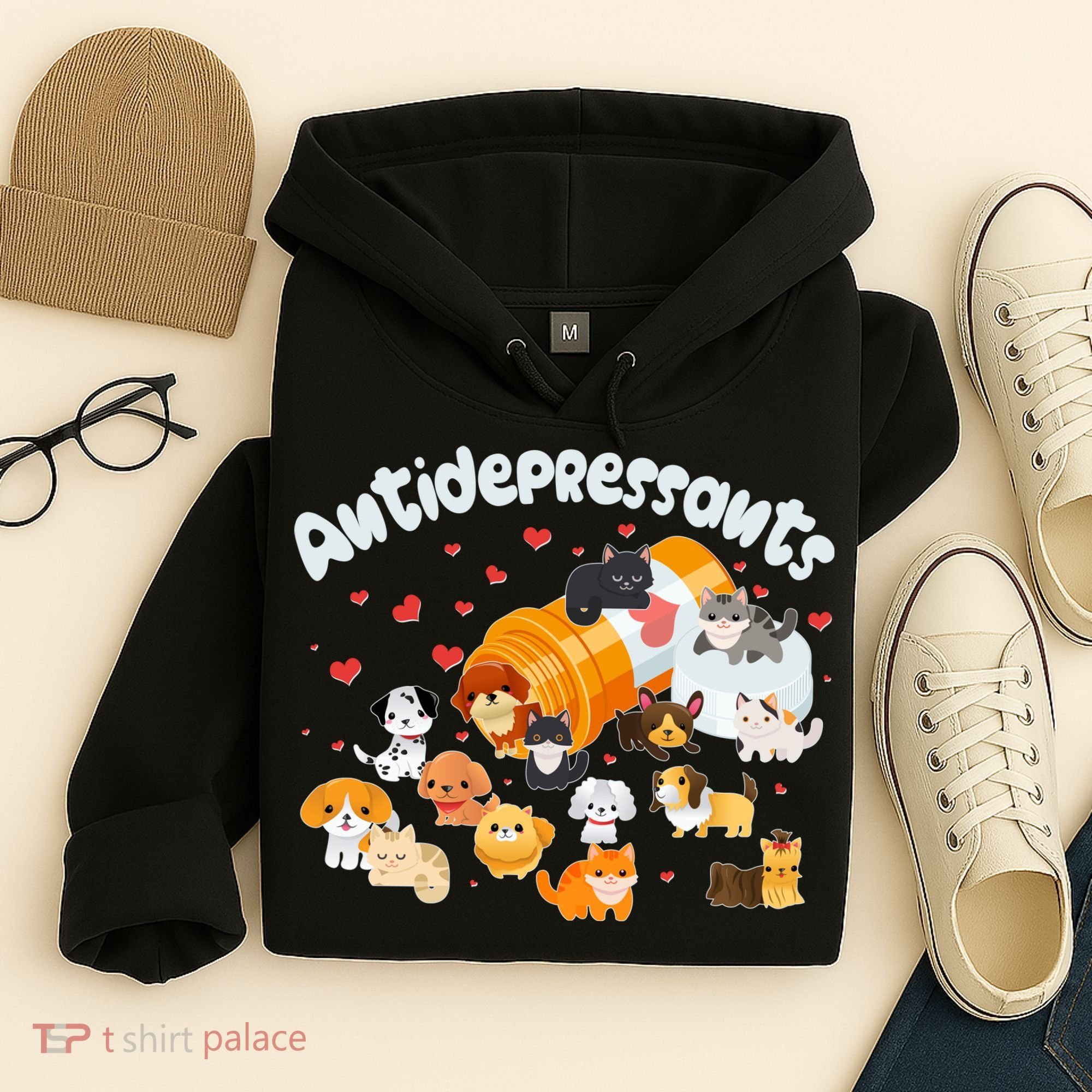 Funny Cute Antidepressants Pets Puppies And Kittens Hoodie