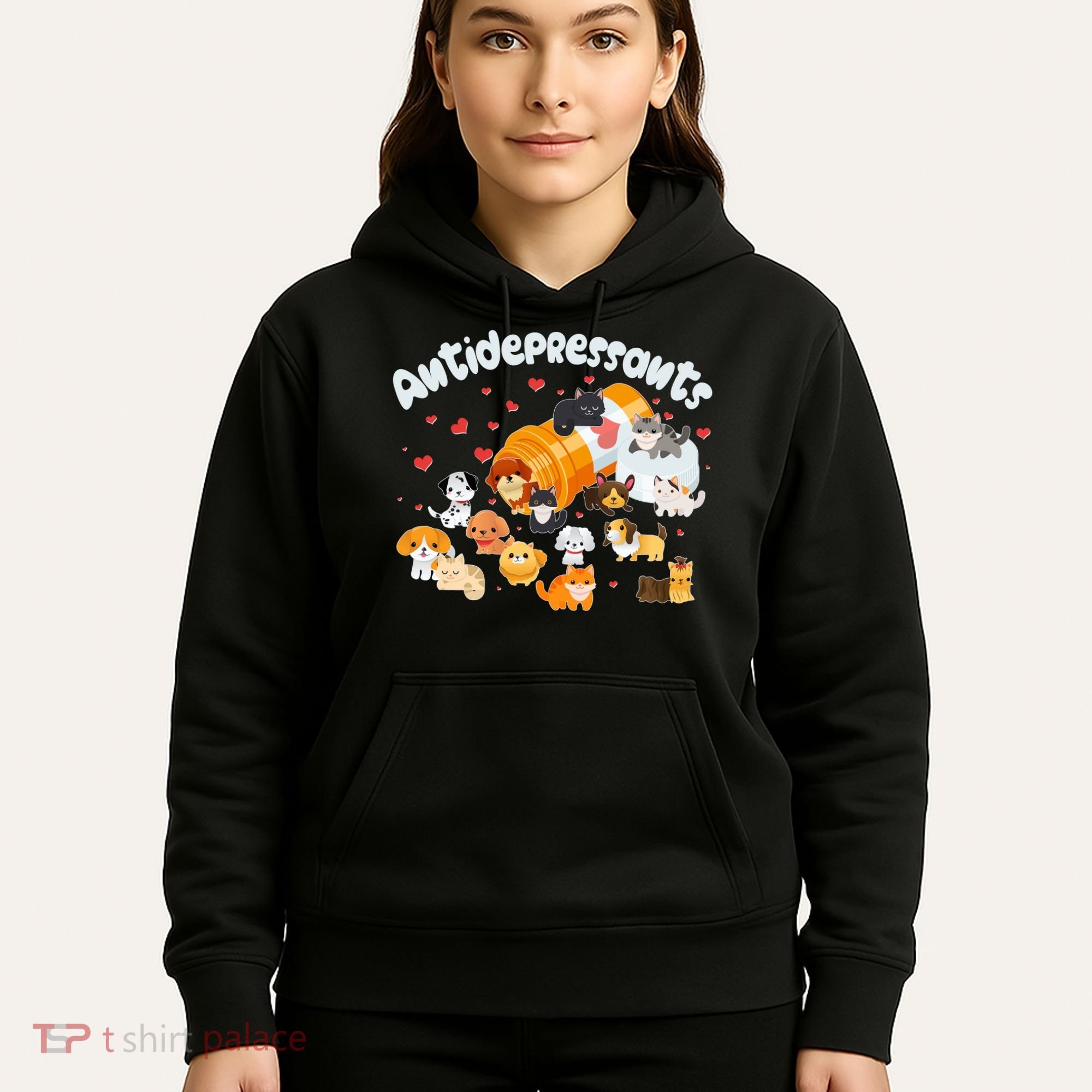 Funny Cute Antidepressants Pets Puppies And Kittens Hoodie