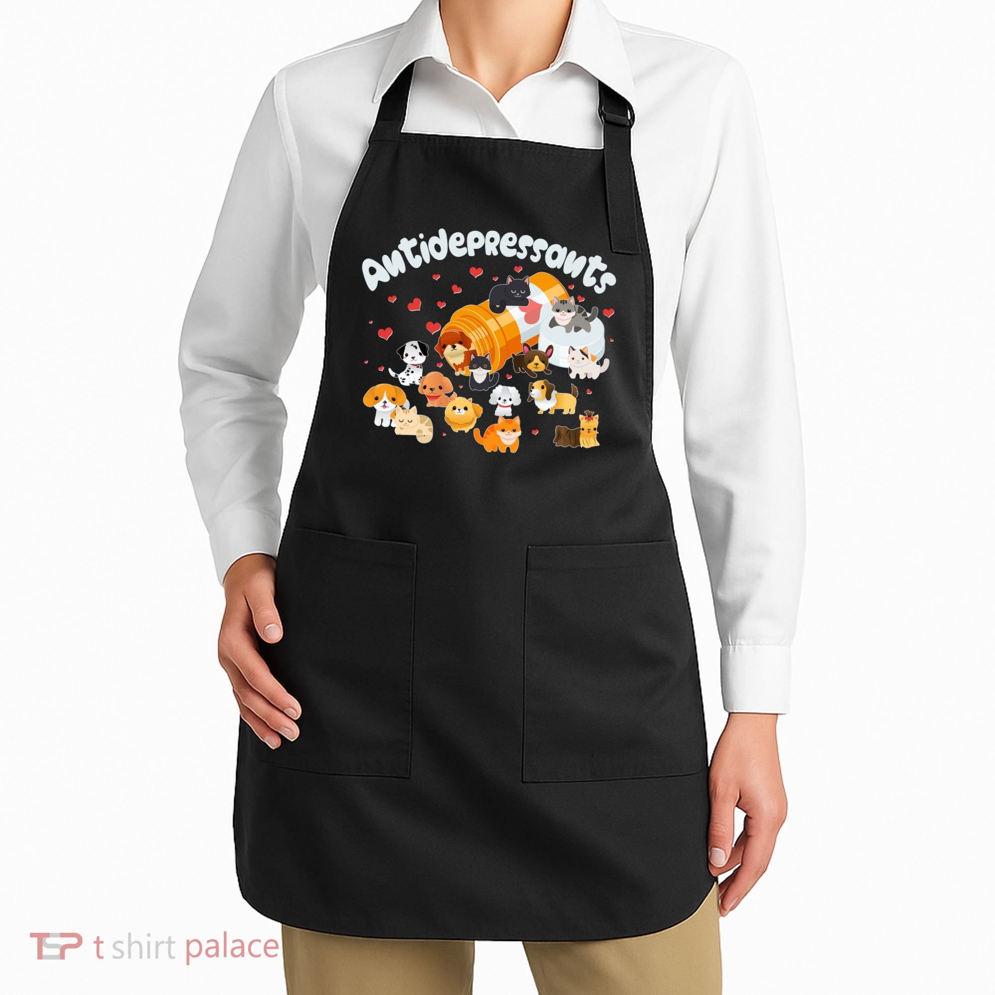 Funny Cute Antidepressants Pets Puppies And Kittens Apron