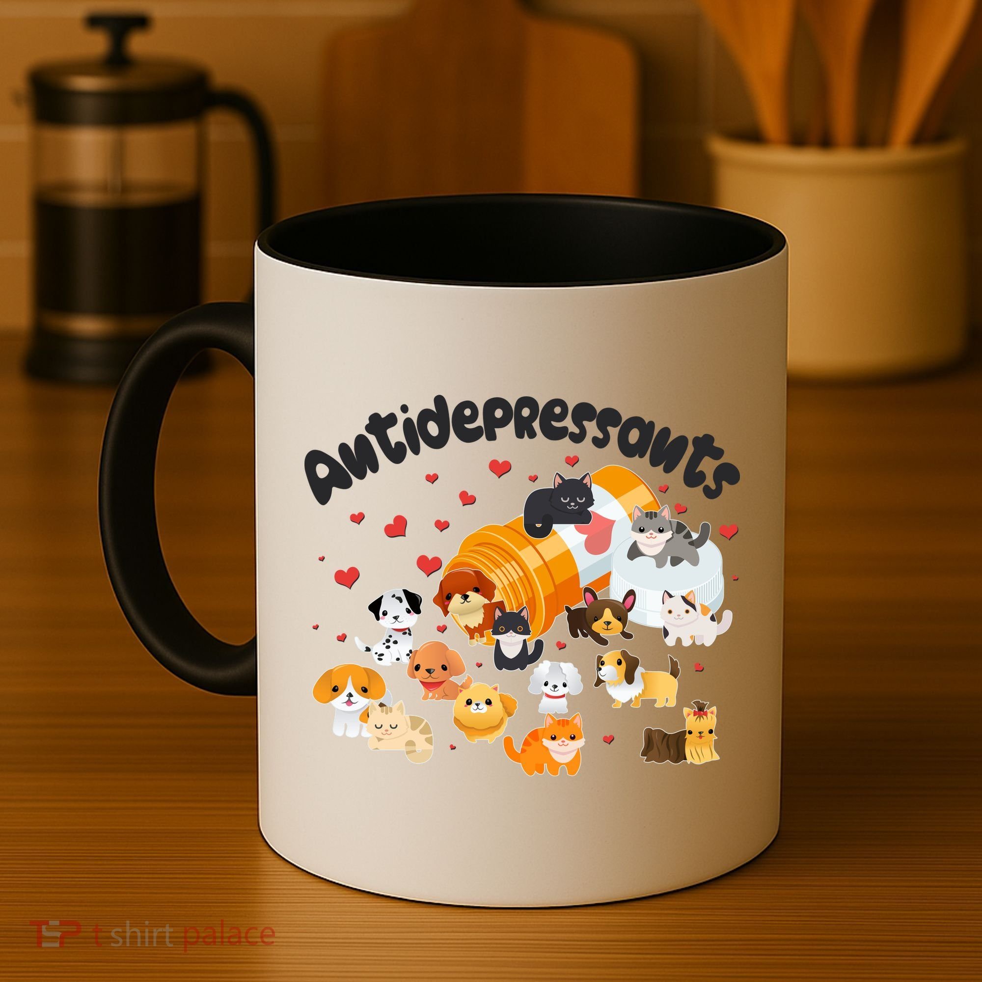 Funny Cute Antidepressants Pets Puppies And Kittens Coffee Mug