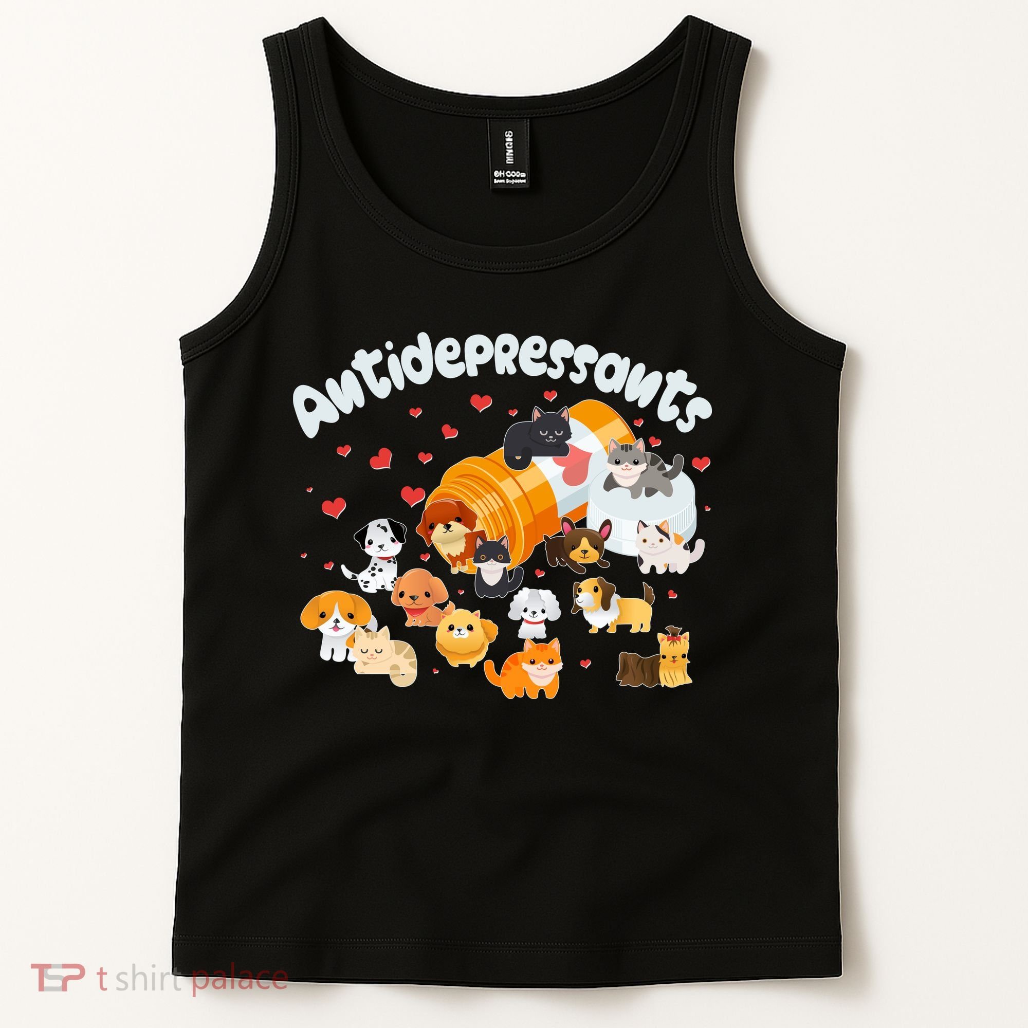 Funny Cute Antidepressants Pets Puppies And Kittens Tank Top
