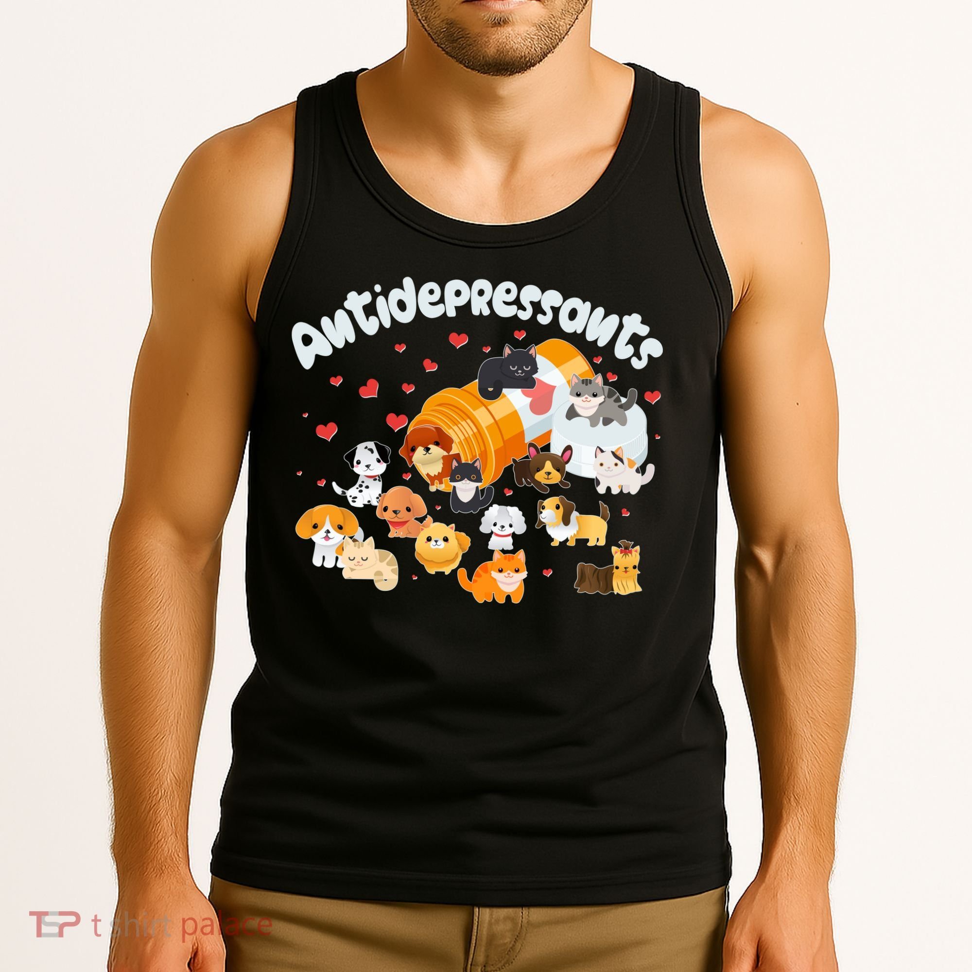 Funny Cute Antidepressants Pets Puppies And Kittens Tank Top
