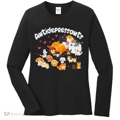 Funny Cute Antidepressants Pets Puppies And Kittens Women's Long Sleeve Shirt