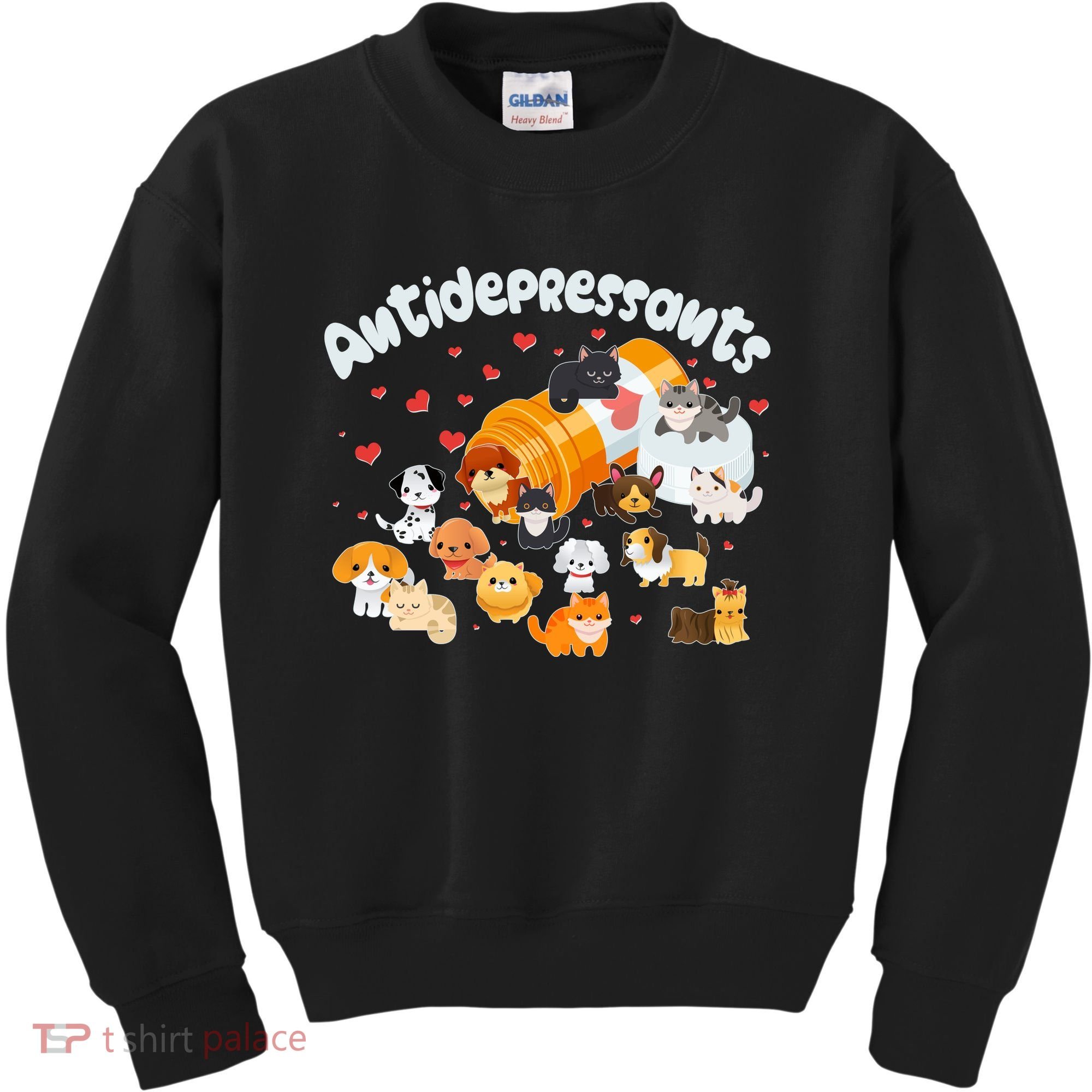 Funny Cute Antidepressants Pets Puppies And Kittens Kids Sweatshirt