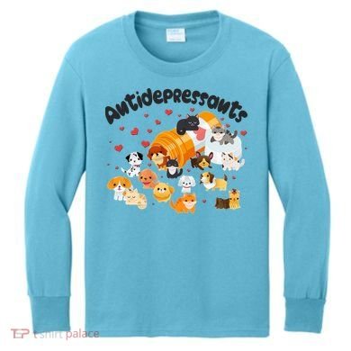 Funny Cute Antidepressants Pets Puppies And Kittens Kids Long Sleeve Shirt