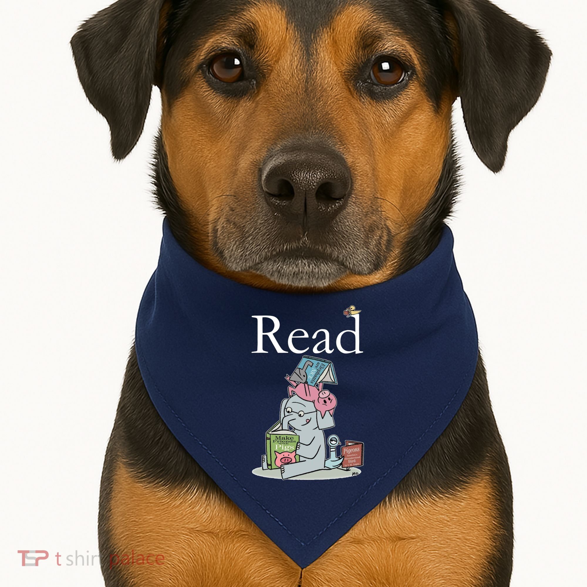 Funny Cute Animals Read Book Fan USA-Made Doggie Bandana