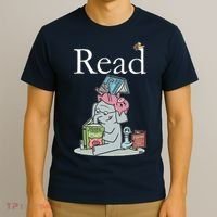 Funny Cute Animals Read Book Fan T-Shirt thumb 3
