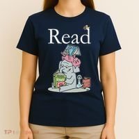 Funny Cute Animals Read Book Fan T-Shirt thumb 4