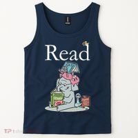 Funny Cute Animals Read Book Fan Tank Top thumb 2