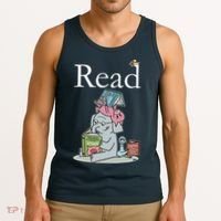 Funny Cute Animals Read Book Fan Tank Top thumb 3