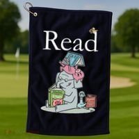 Funny Cute Animals Read Book Fan Golf Towel thumb 1