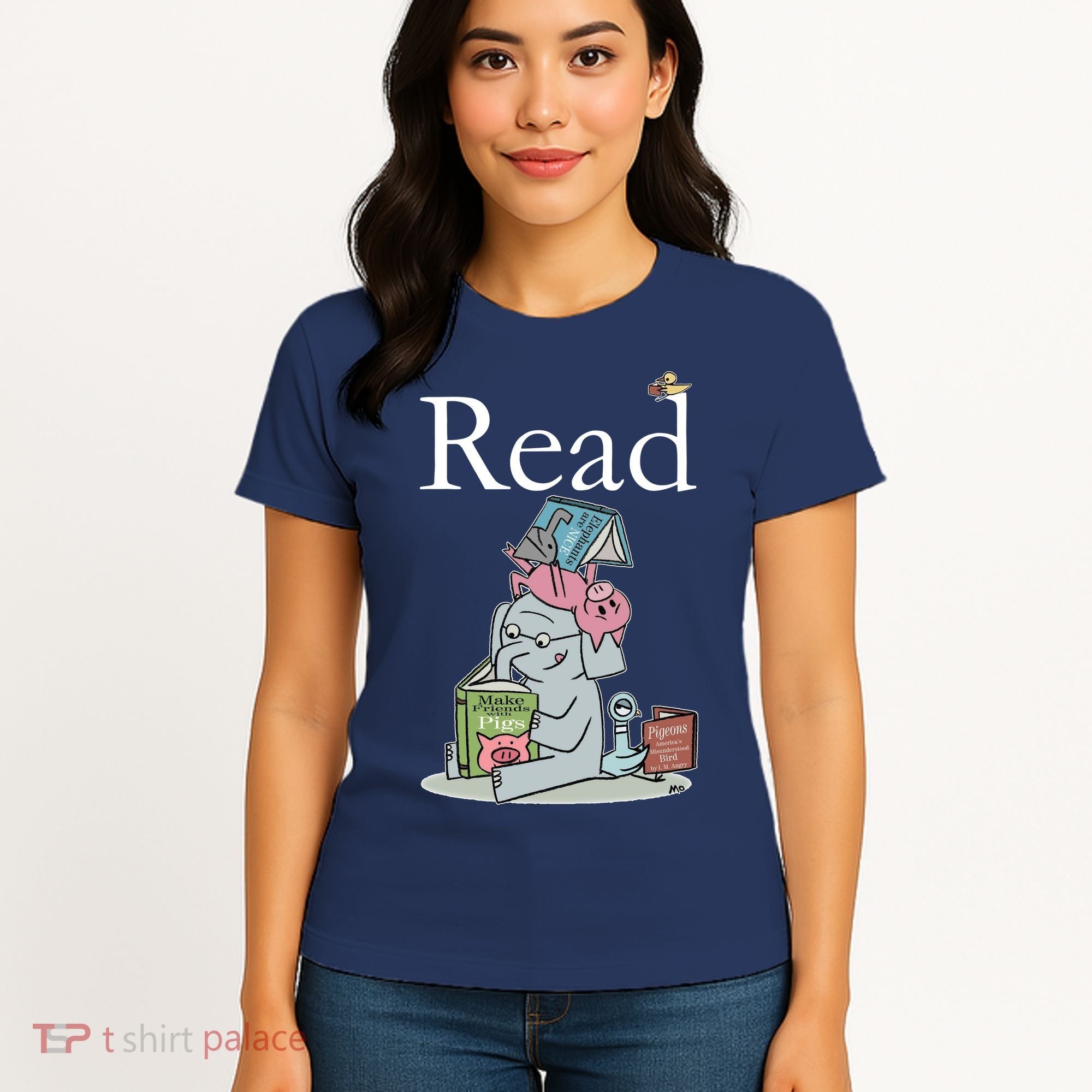 Funny Cute Animals Read Book Fan Women's T-Shirt