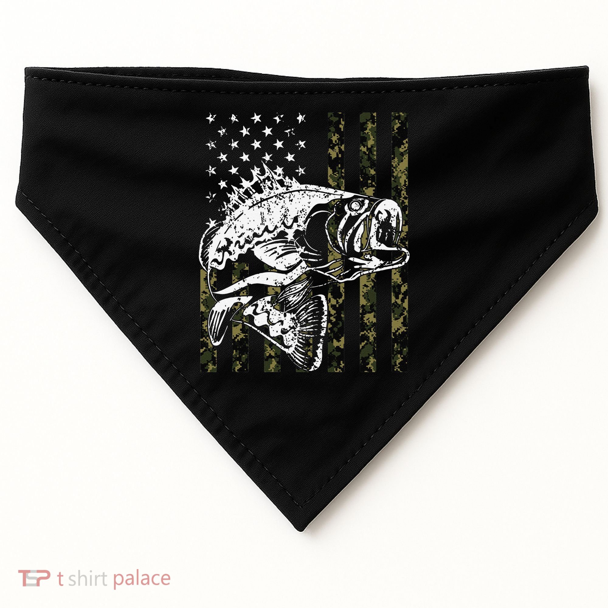 Fishing Camouflage American Flag Fisherman USA-Made Doggie Bandana