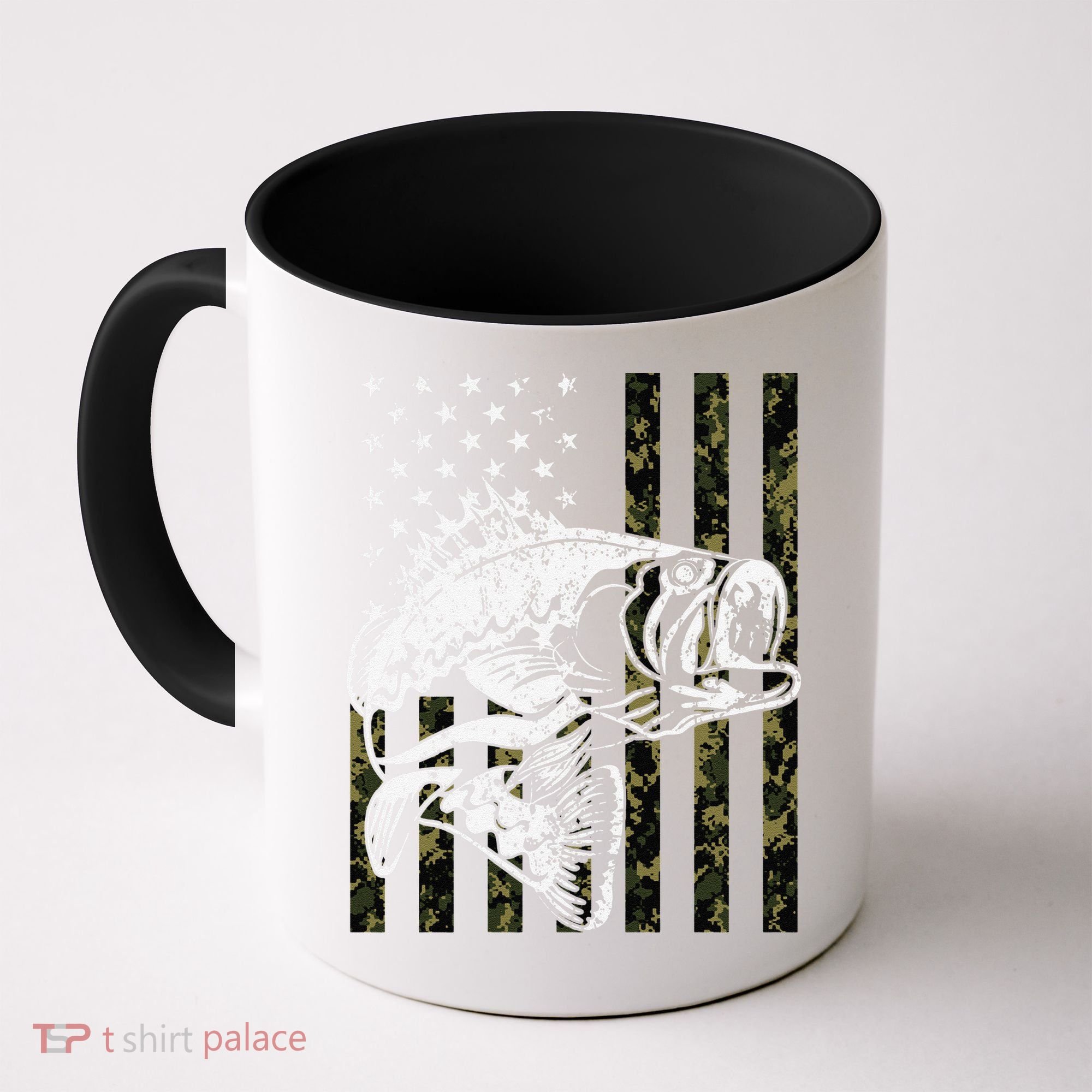 Fishing Camouflage American Flag Fisherman Coffee Mug