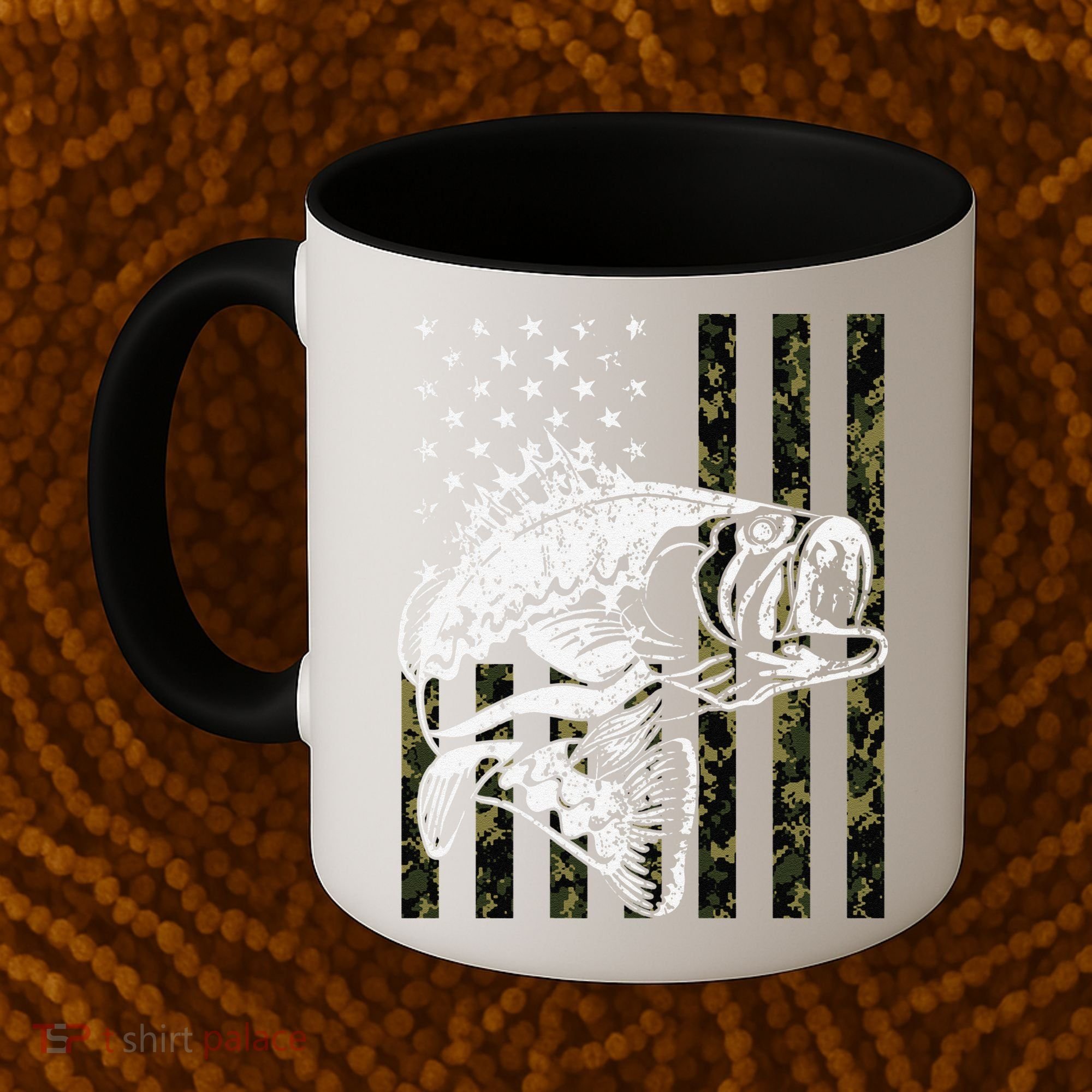 Fishing Camouflage American Flag Fisherman Coffee Mug